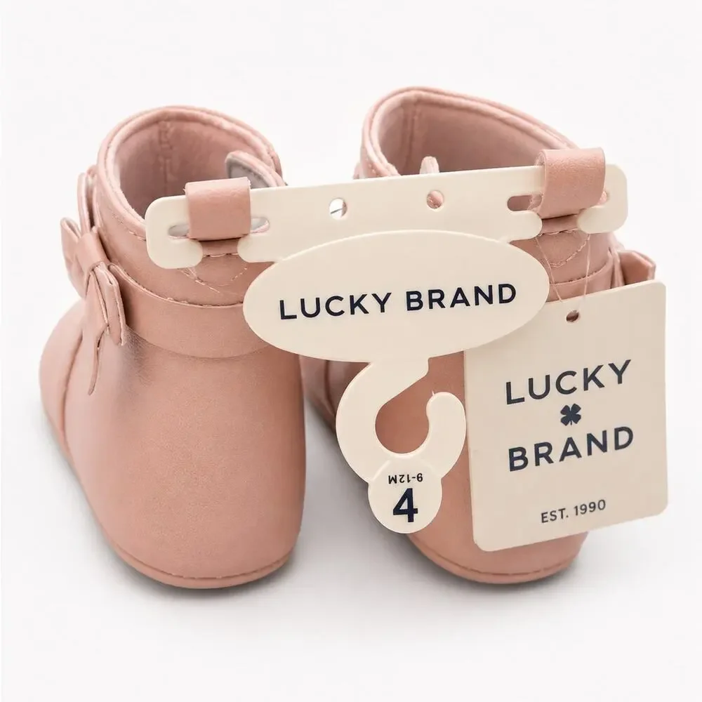 Lucky Brand Baby Girls Pink Daisy Crib Shoes Size 4 (9-12 Months)